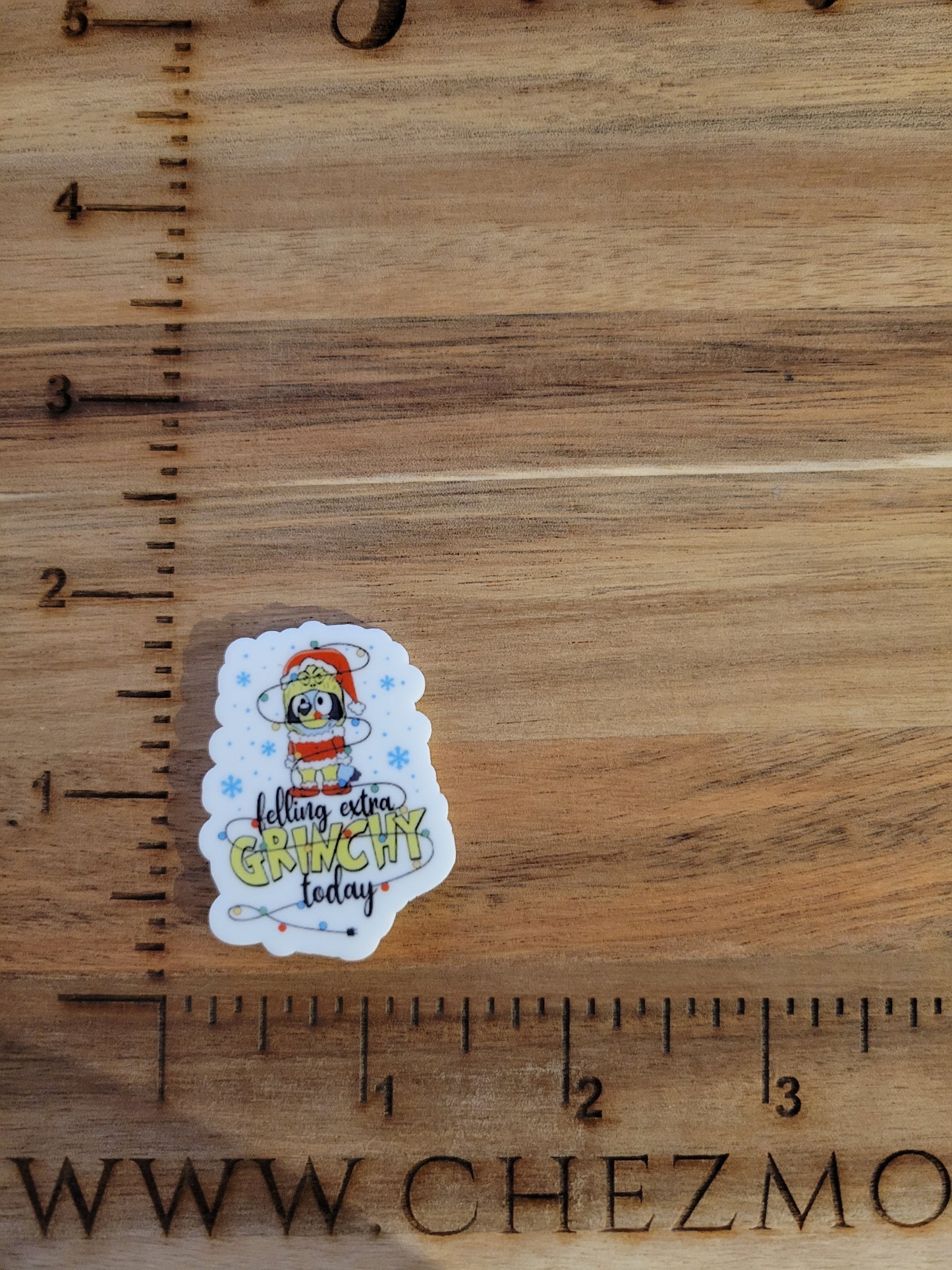 printed acrylic-xtra grinchy bluey