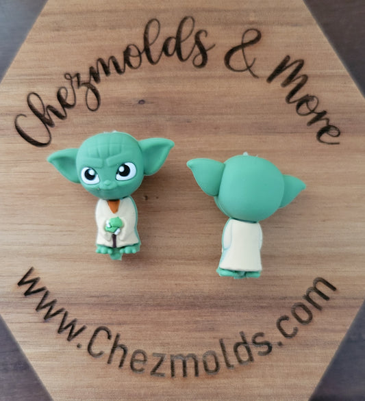 3d green yoda- Silicone focal Bead