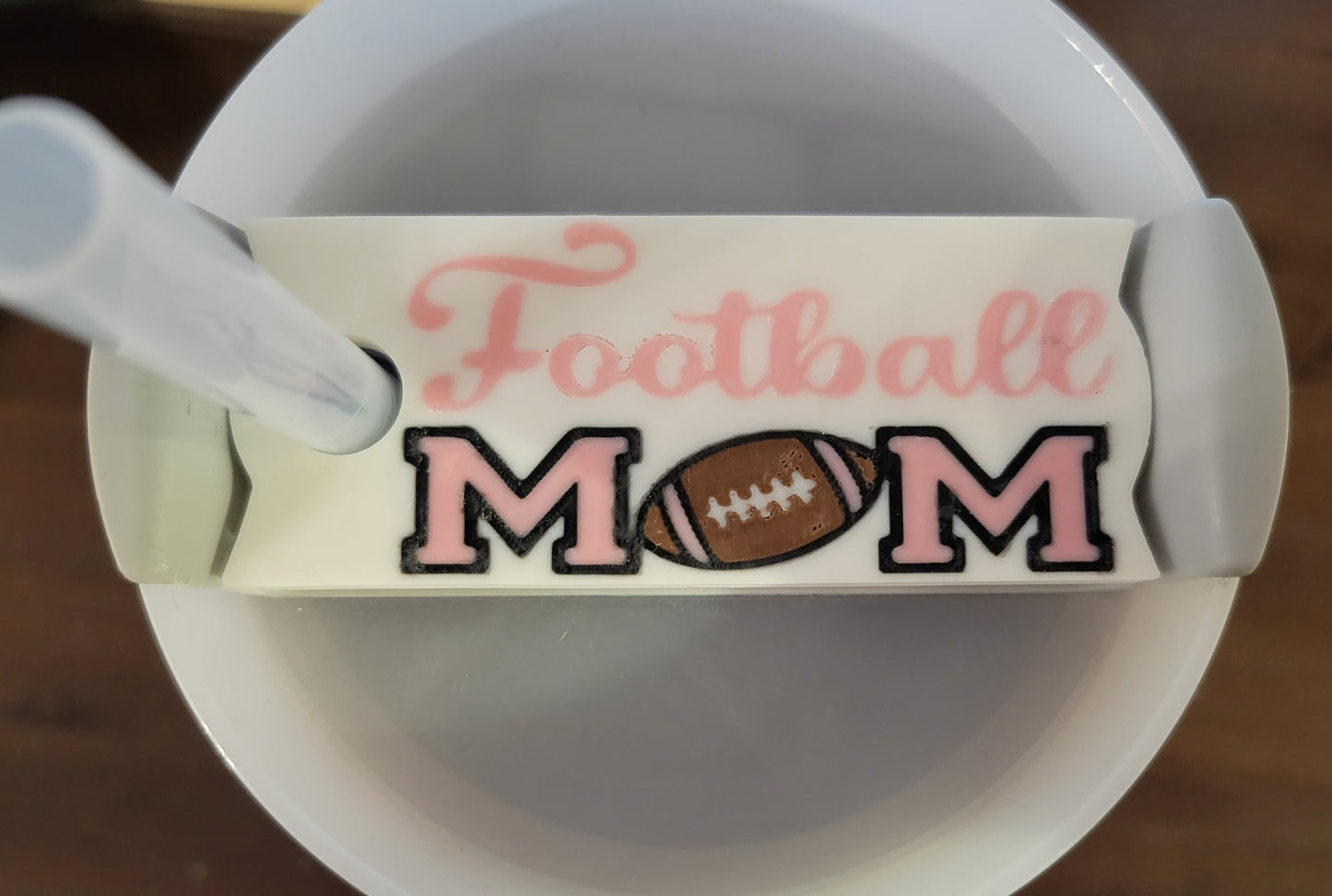 CE 3d printed-cup lid topper- Football mom