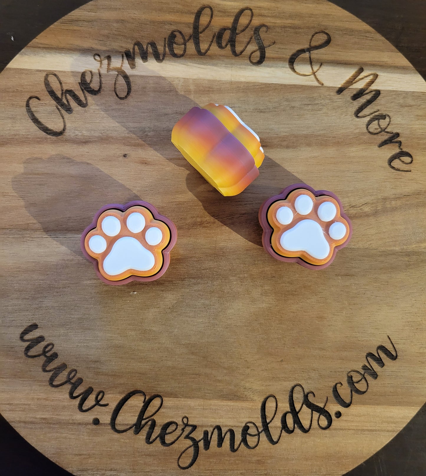 CE 3d printed  fidget clicker- with keychain hole - rainbow sunset paw