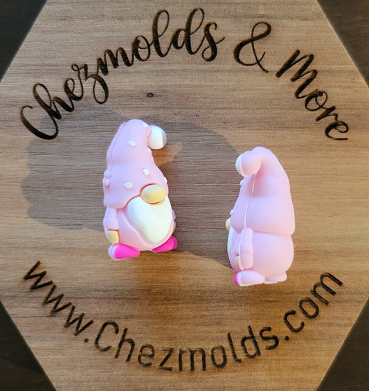 3D pink gnome- Silicone focal Bead