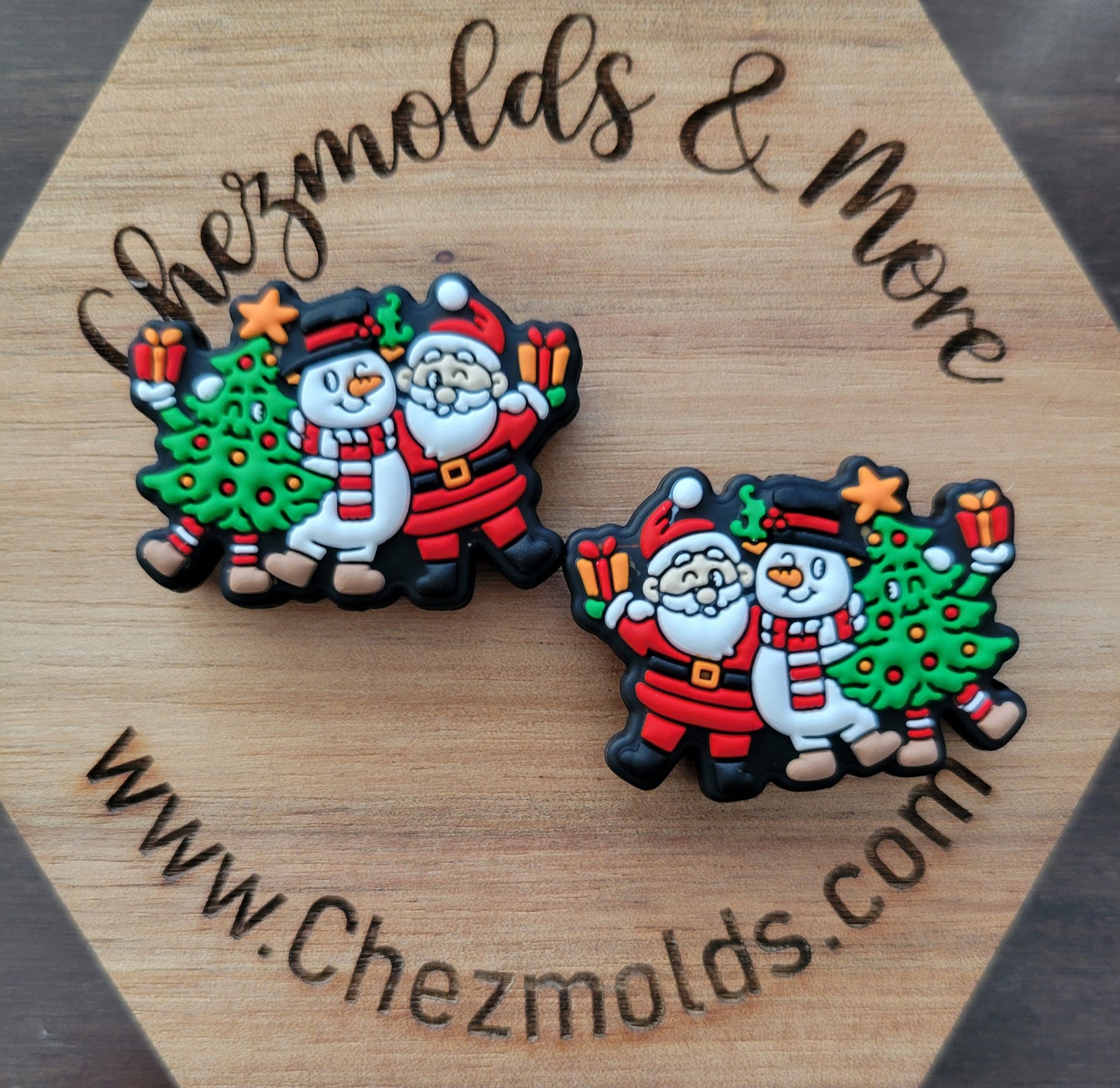 Santa snowman tree buddies- Silicone focal Bead