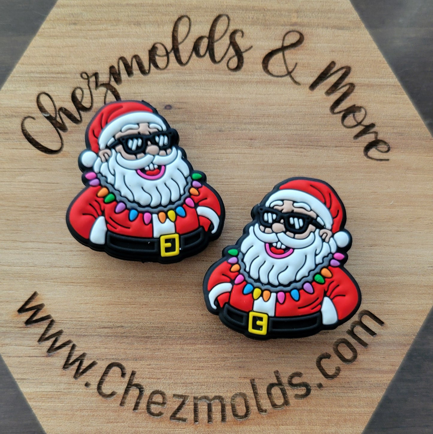 Santa with light necklace- Silicone focal Bead