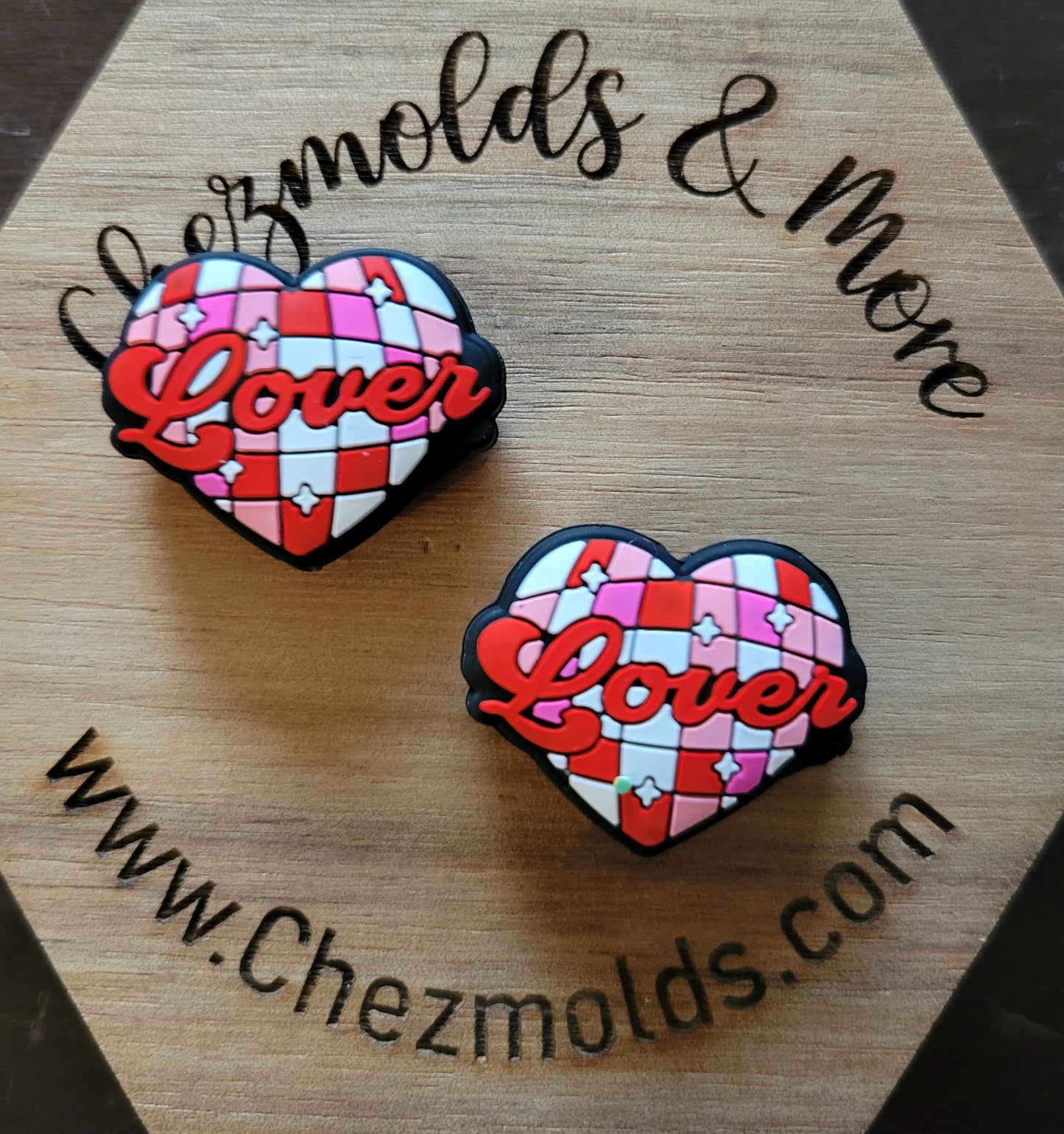 Disco lover heart- Silicone focal Bead