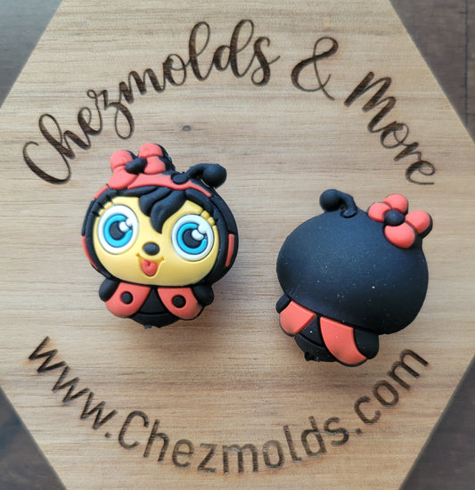 3d lady bug- Silicone focal Bead