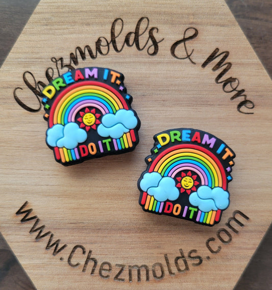 dream it do it rainbow- Silicone focal Bead