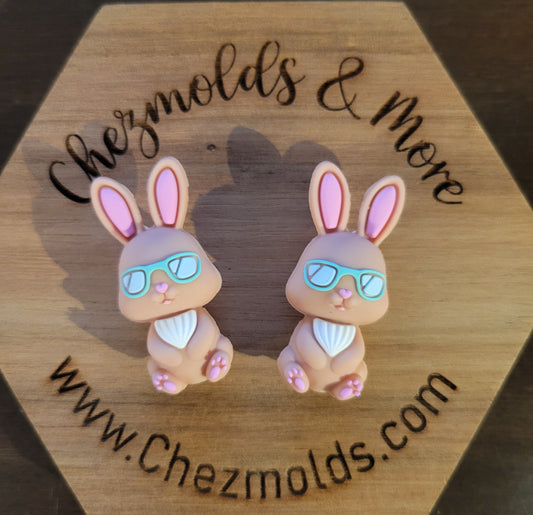 3d cool bunny- Silicone focal Bead