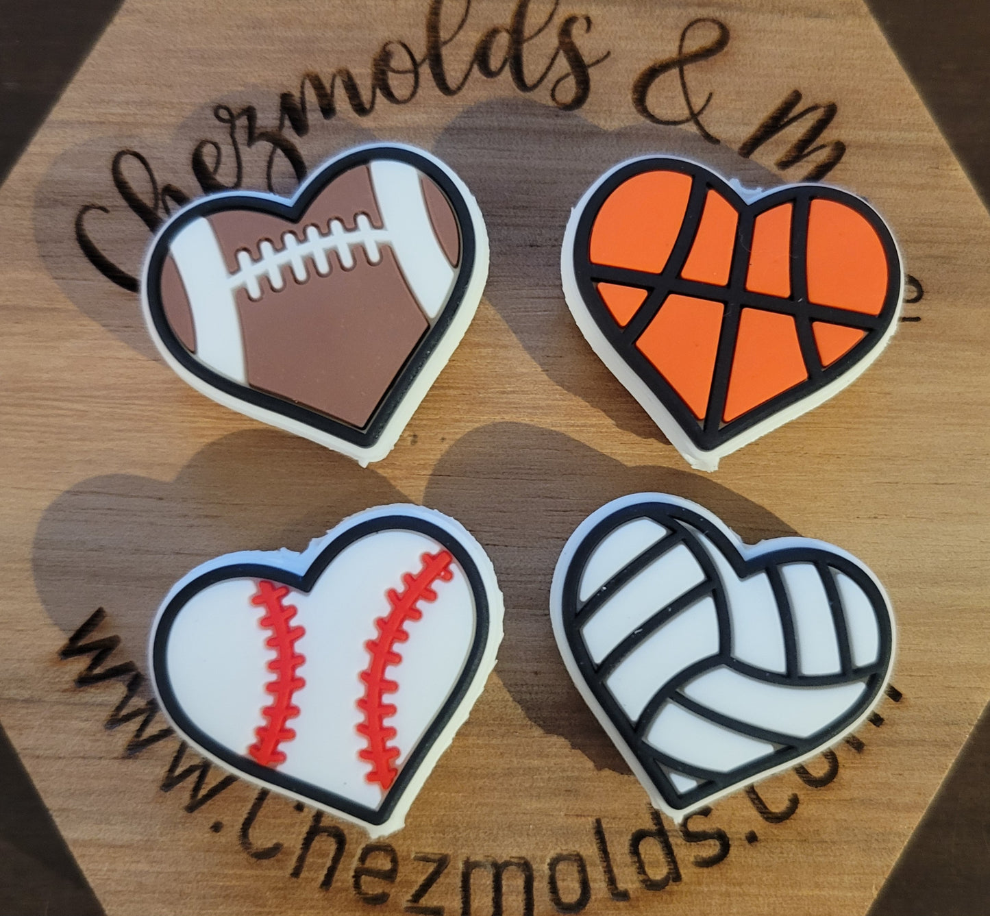 sports heart- silicone focal Bead