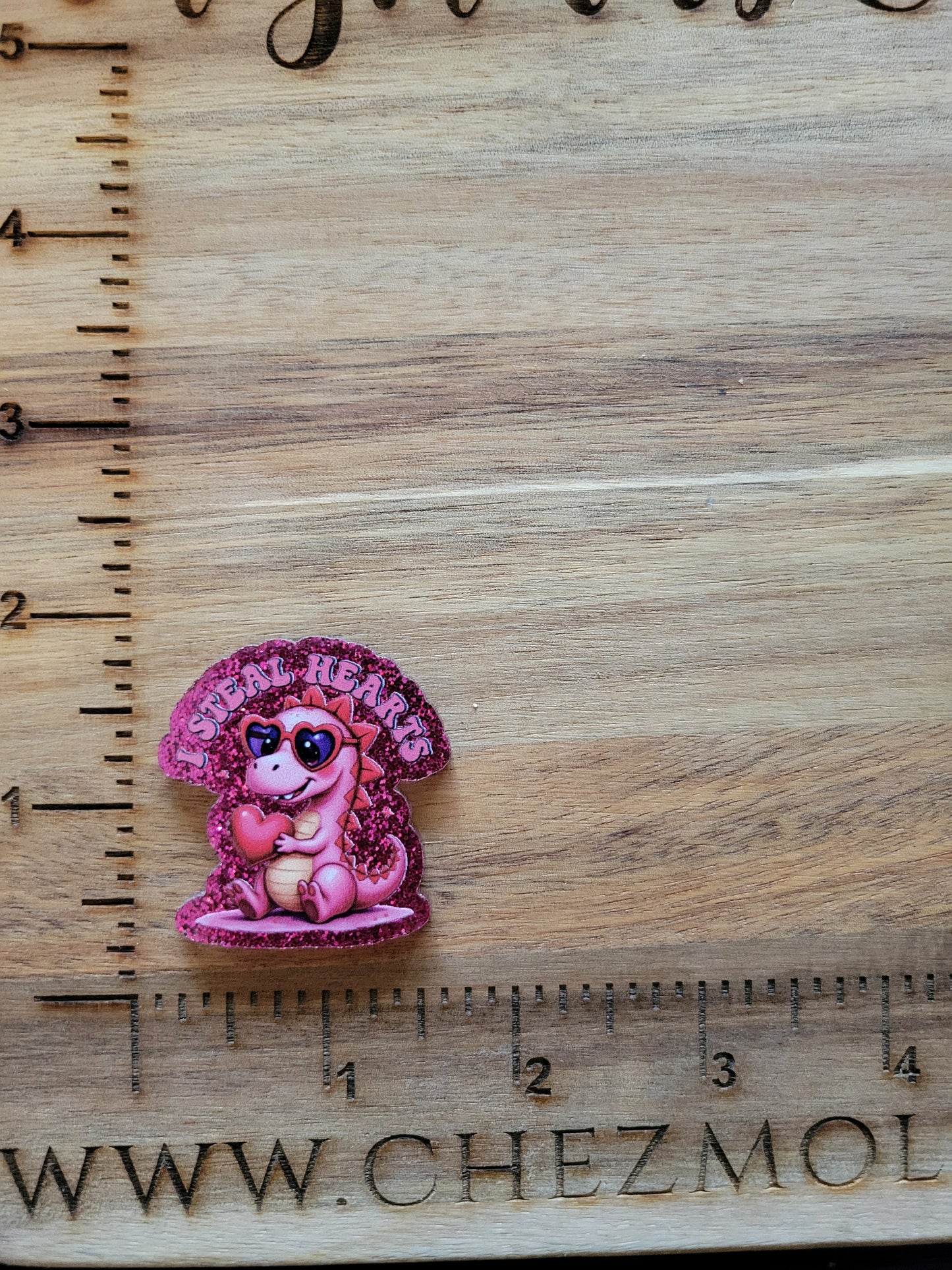 i steal hearts on pink glitter- uv printed acrylic