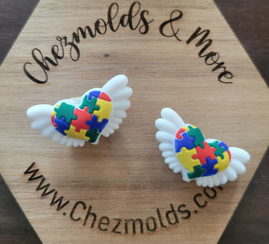 3D autism wings- Silicone focal Bead