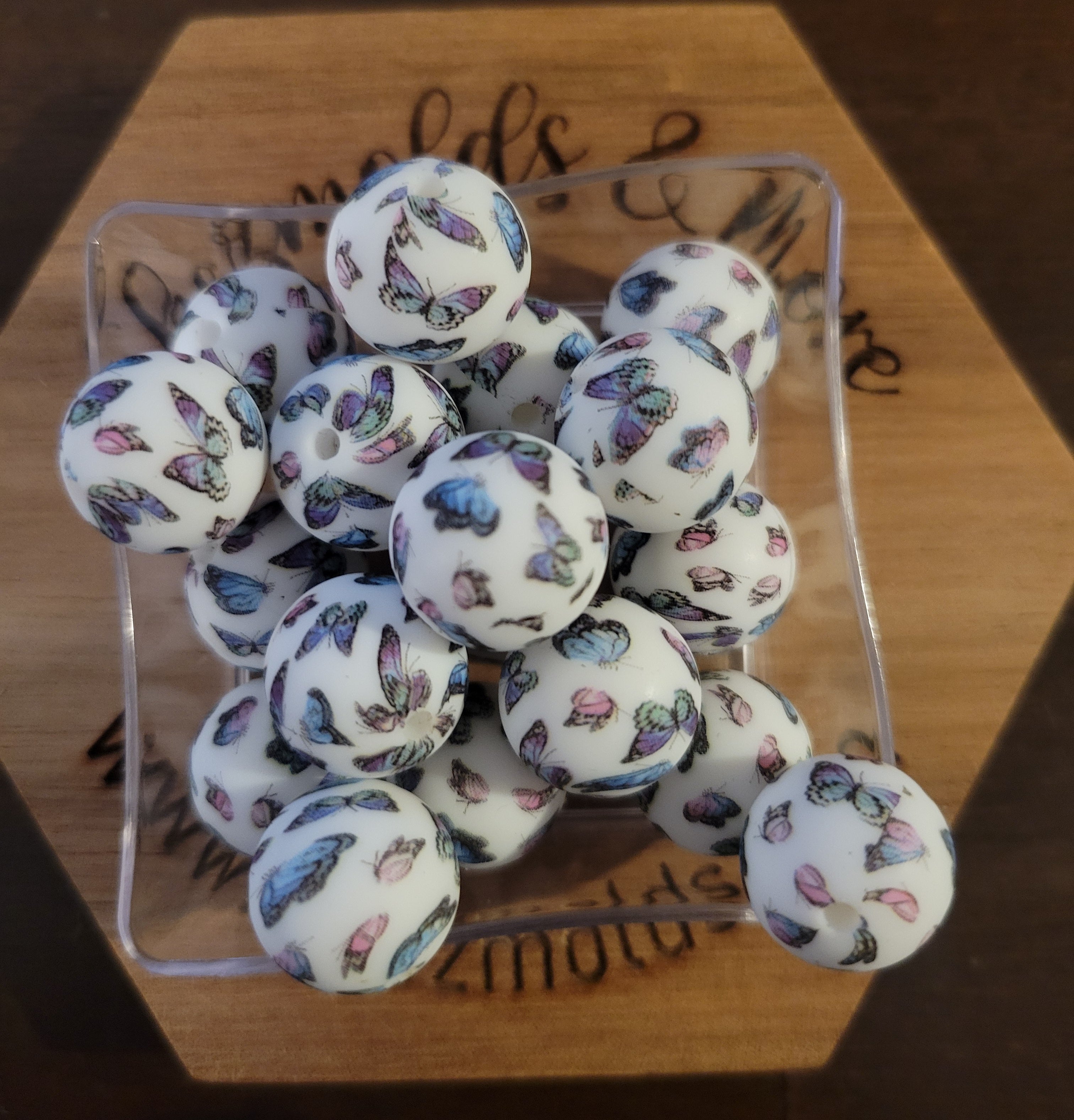 15MM round print-set of 5 - colorful butterflies – ChezMolds & More