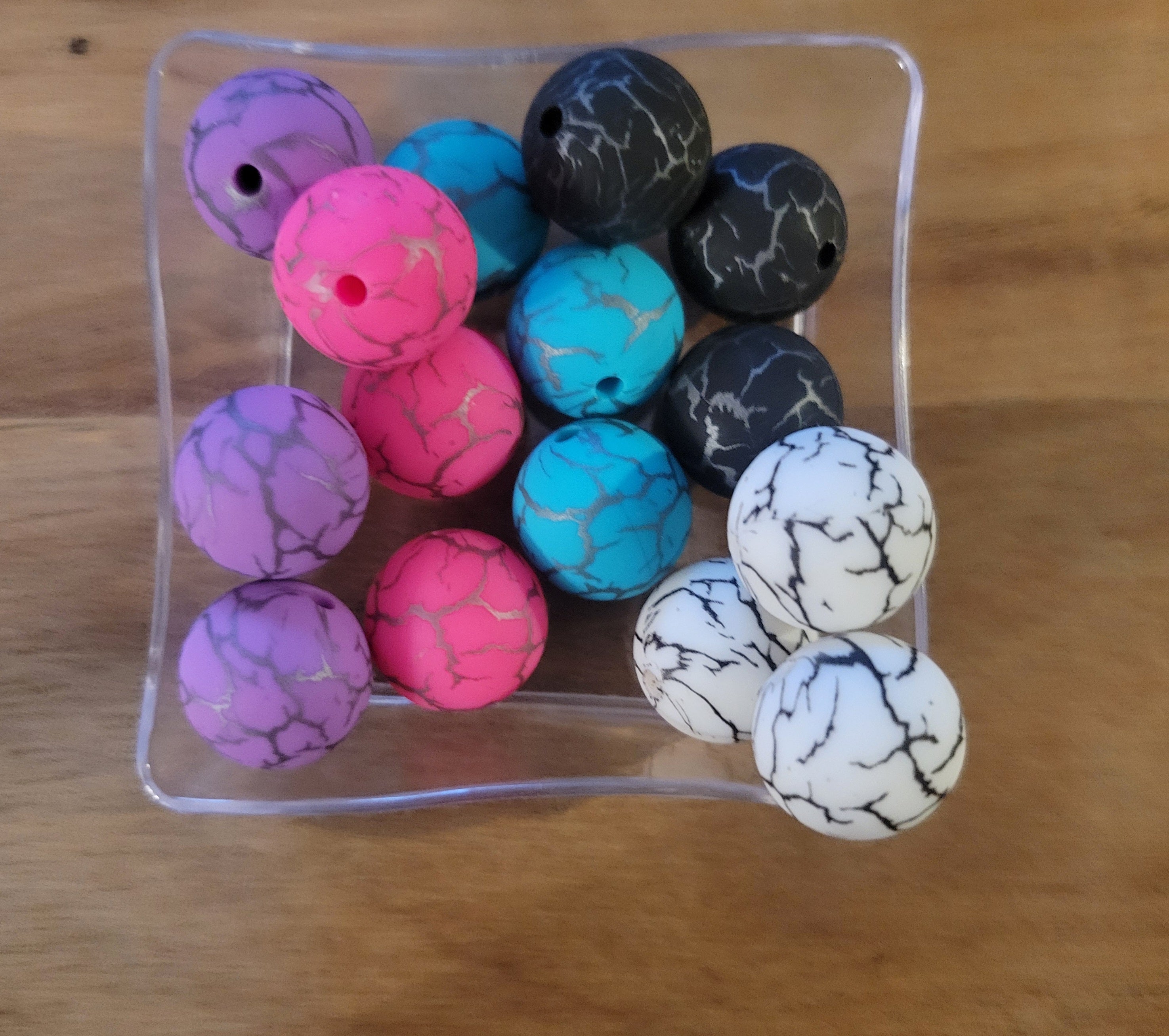 15MM round print-set of 5 - crackle print – ChezMolds & More