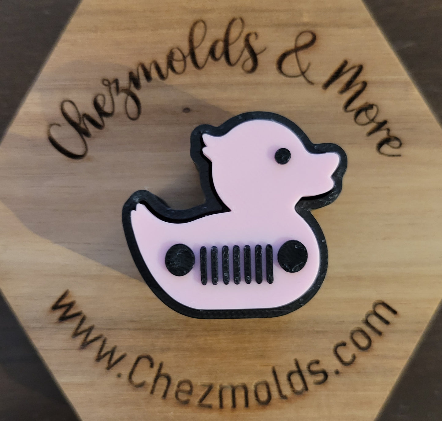 CE 3d printed  fidget clicker- with keychain hole - pink grill duck