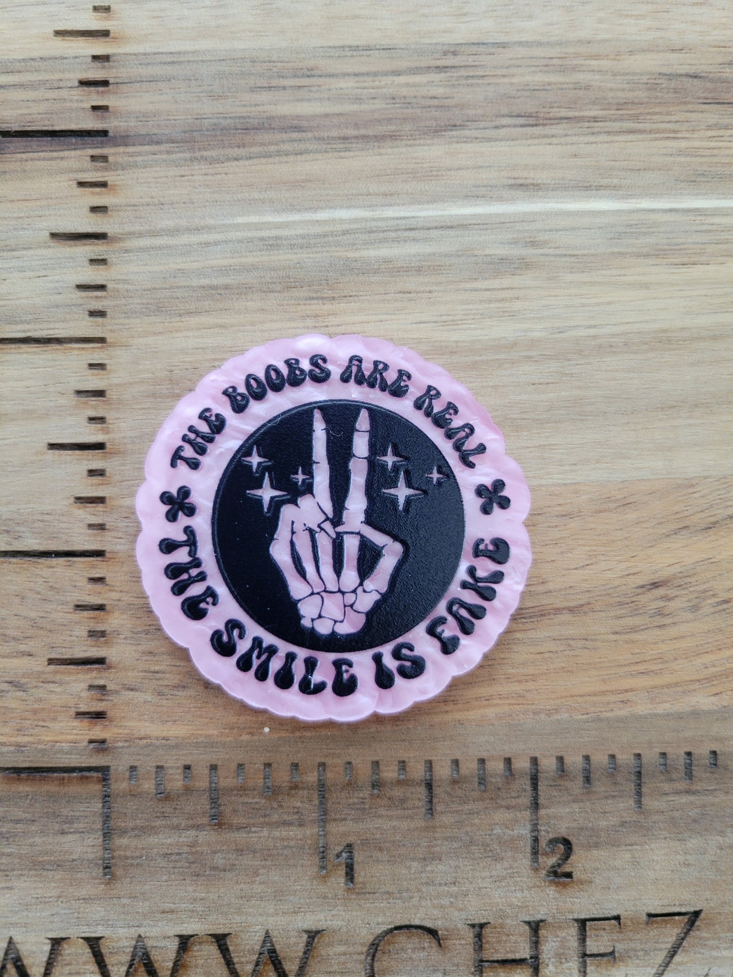 uv printed acrylic flatback-boobs are real smile isnt round