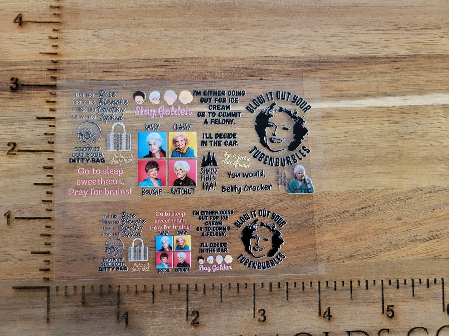 UV DTF transfer for tumbler keychain- Golden girls squares