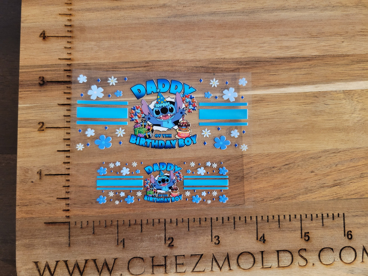 UV DTF transfer for tumbler keychain-blue alien- dad of birthday boy