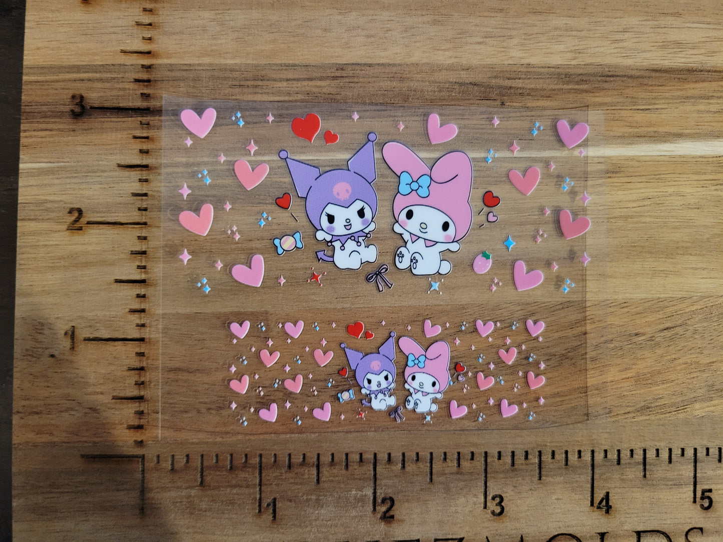 UV DTF transfer for tumbler keychain- HK- purple kuromi and pink melody