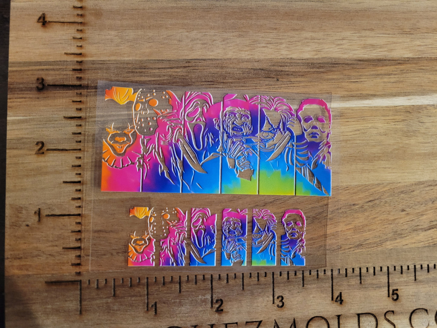 UV DTF transfer for tumbler keychain- Horror- rainbow no flowers tall