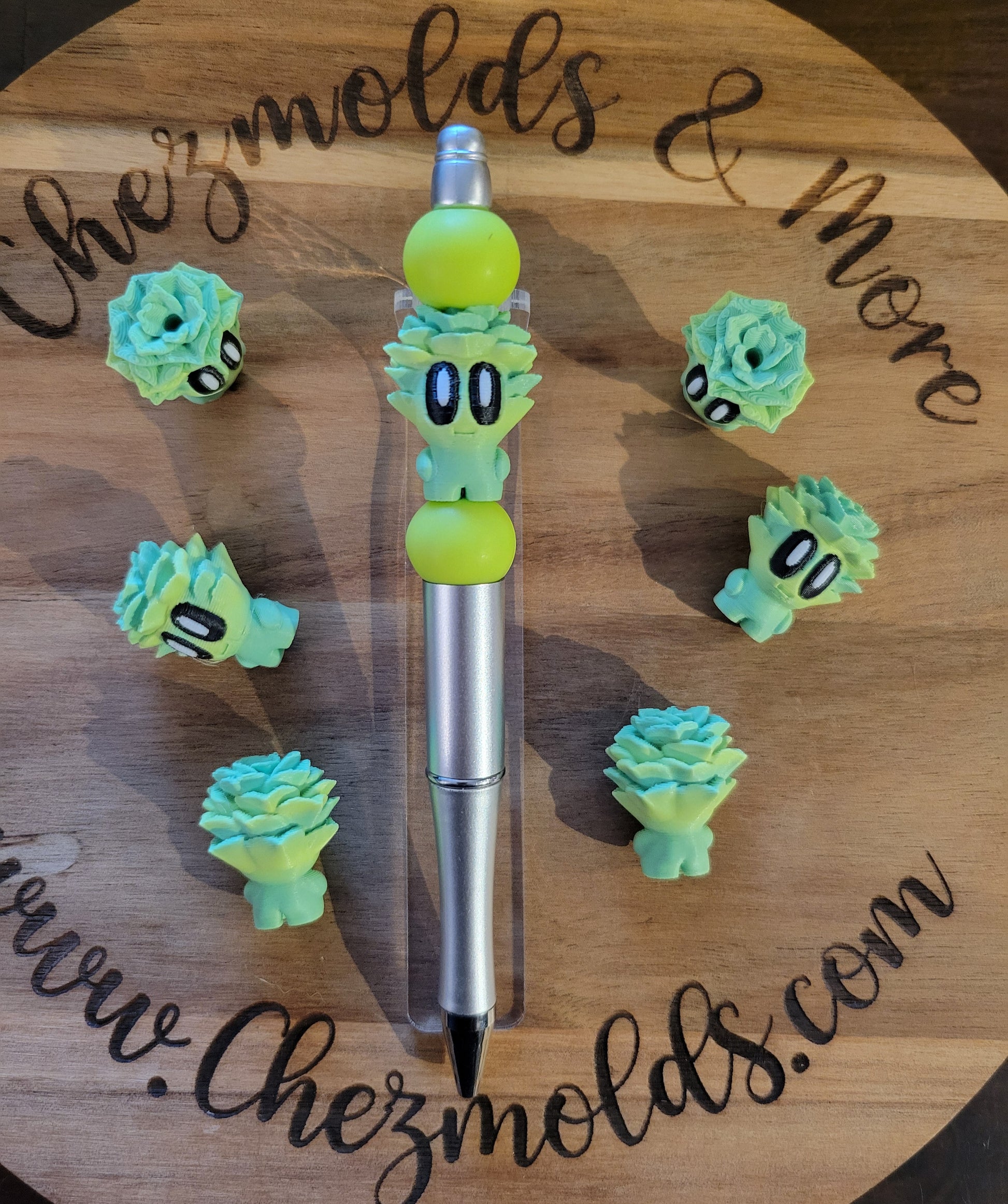 mr succulent CE 3d printed focal bead-3d Mr Succulent buddy – ChezMolds & More