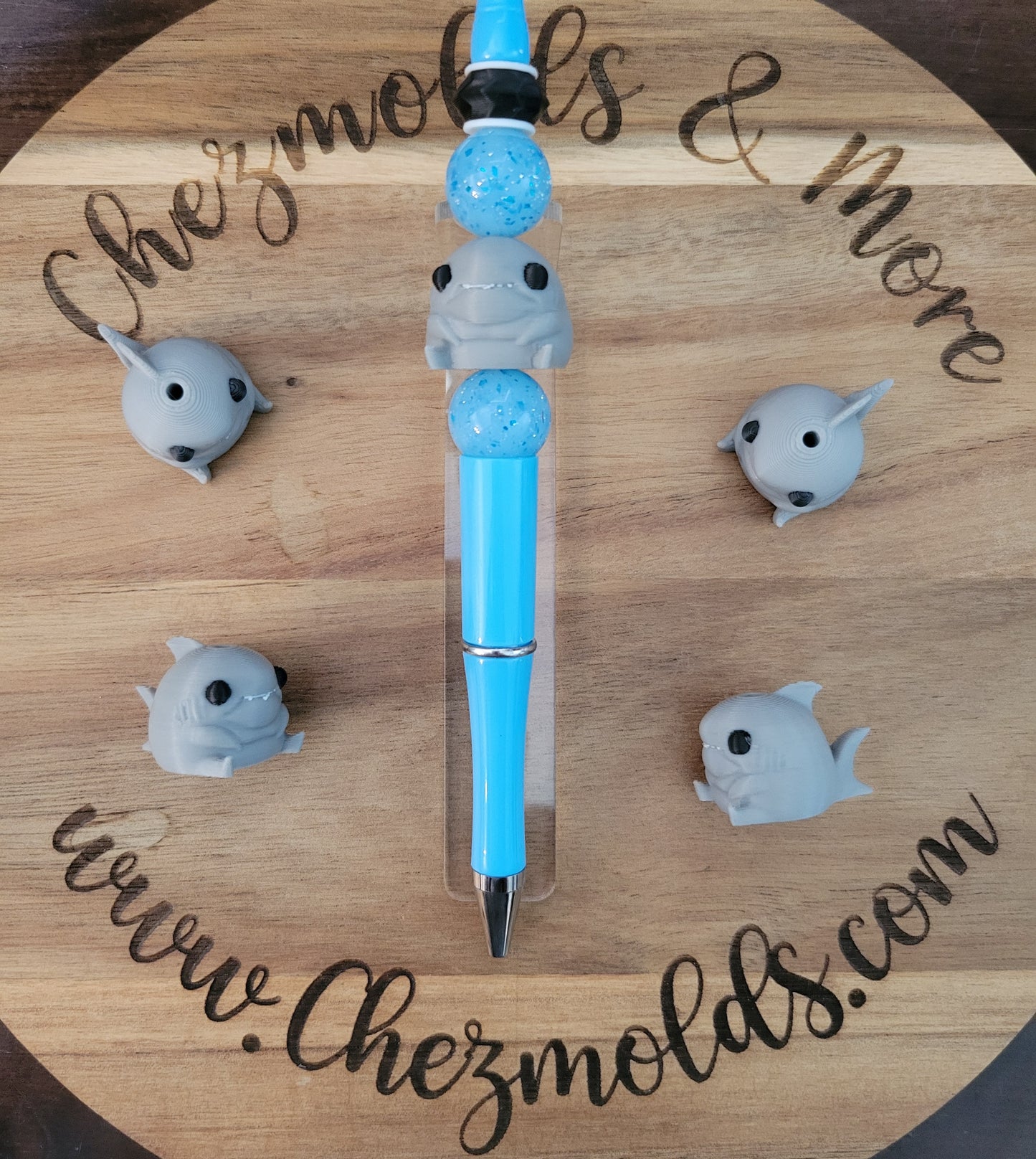 CE 3d printed focal Bead -Chubby Sharky