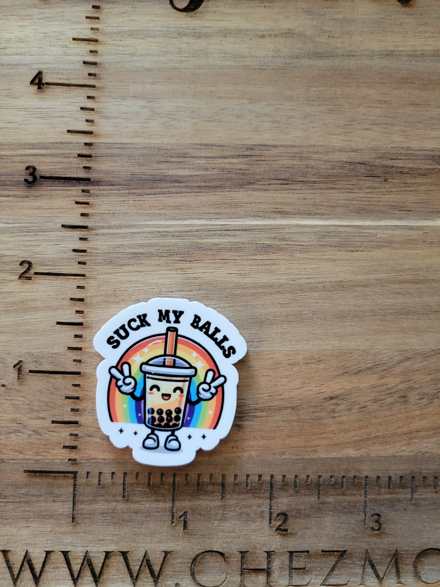 uv printed acrylic flatback- suck my balls boba eyes closed