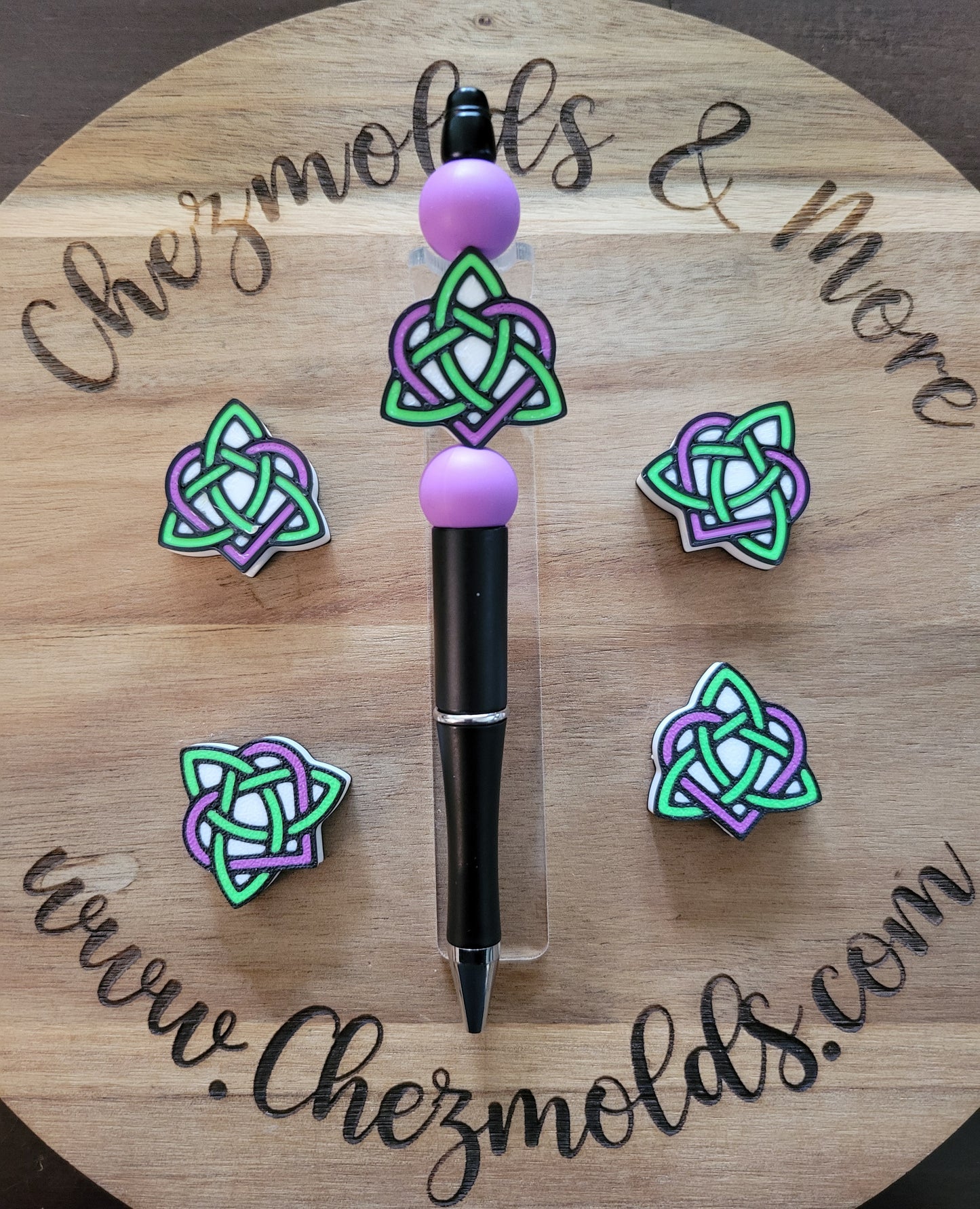 CE 3d printed focal Bead -Triquetra heart