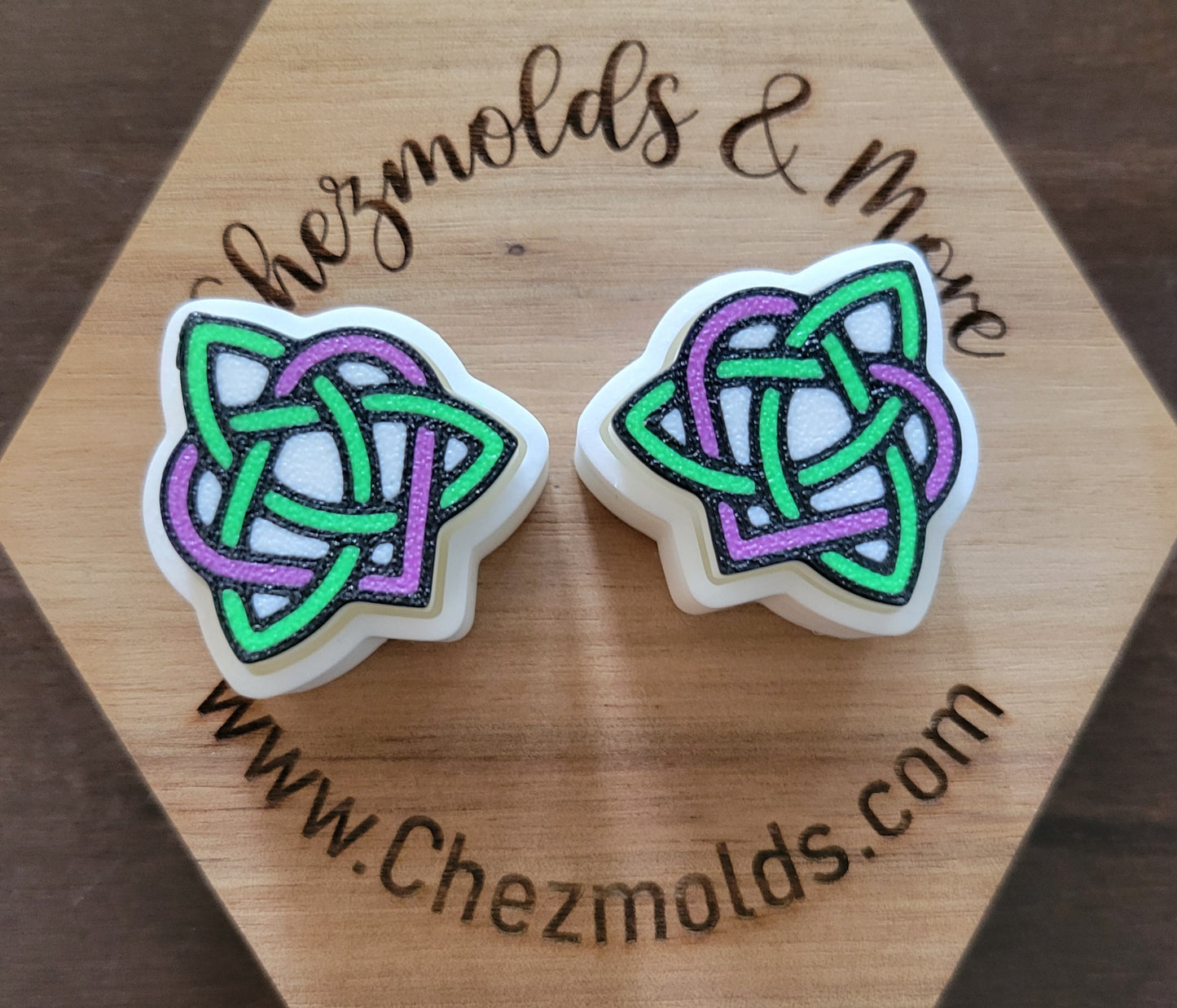 CE 3d printed  fidget clicker- with keychain hole -Triquetra heart