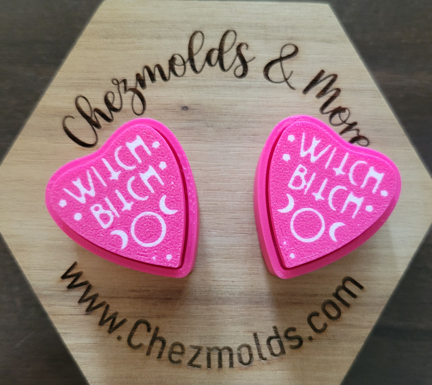 CE 3d printed  fidget clicker- with keychain hole -pink witch b*tch