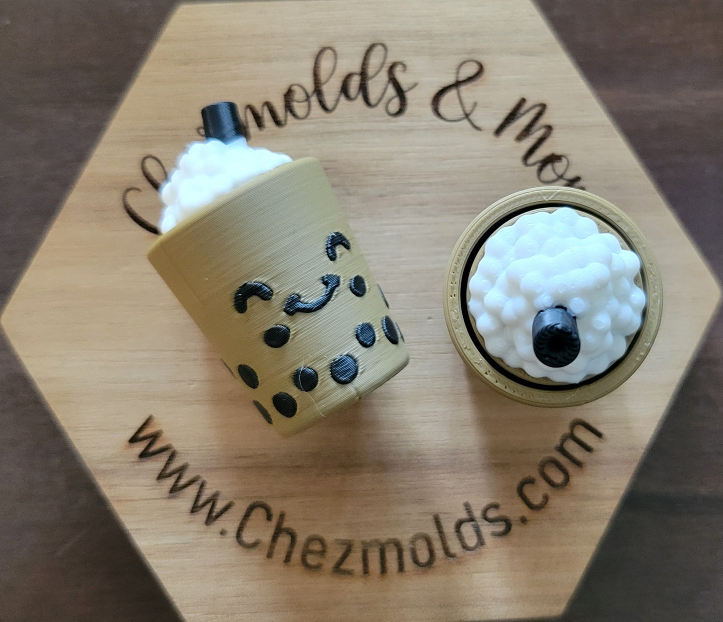 CE 3d printed  fidget clicker- with keychain hole -3d Capuchino boba