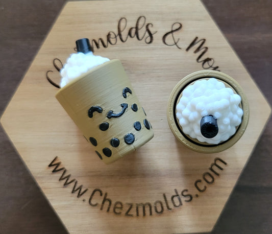 CE 3d printed  fidget clicker- with keychain hole -3d Capuchino boba