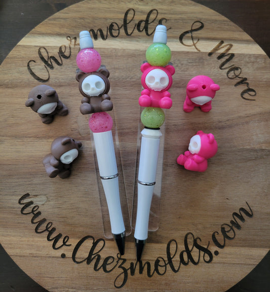 CE 3d printed focal Bead - skull bear