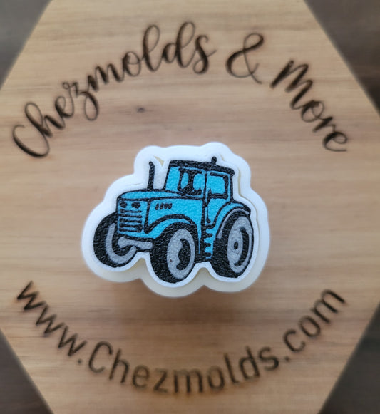 CE 3d printed  fidget clicker- with keychain hole -blue tractor