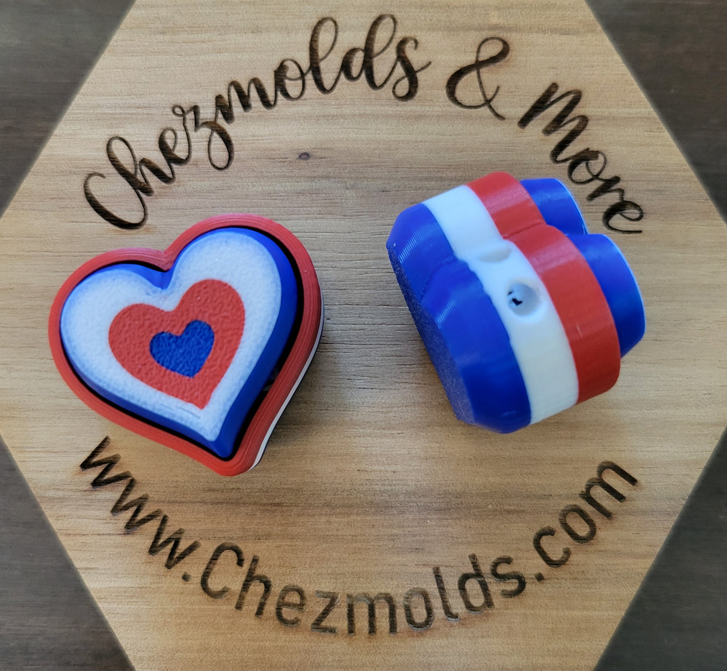 CE 3d printed  fidget clicker- with keychain hole - RWB heart