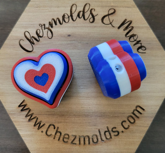 CE 3d printed  fidget clicker- with keychain hole - RWB heart