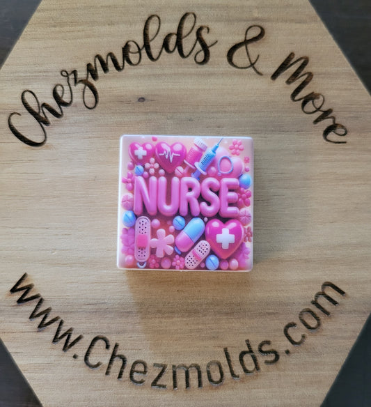 CE printed Silicone focal Bead-puffy nurse