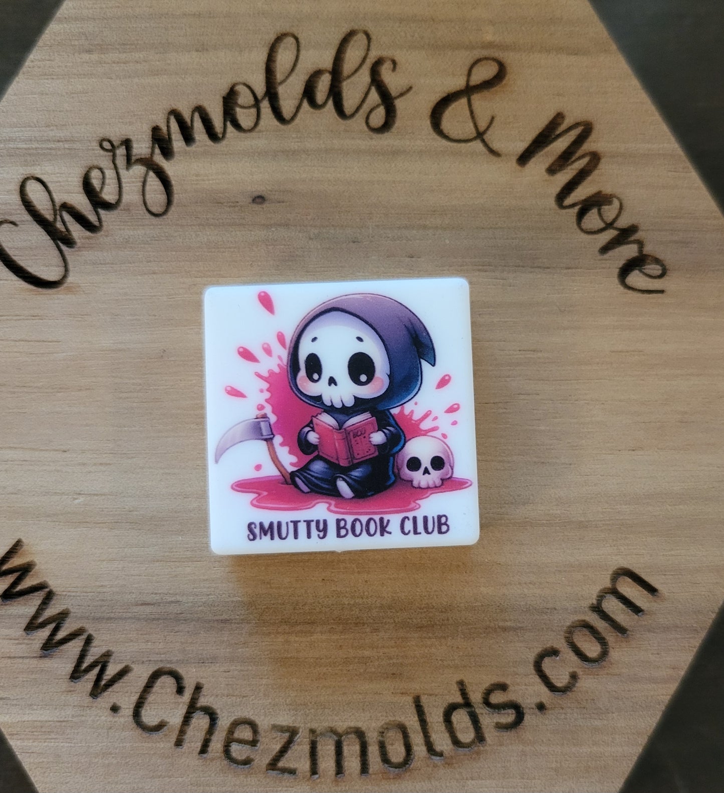 CE printed Silicone focal Bead-smutty book club reaper