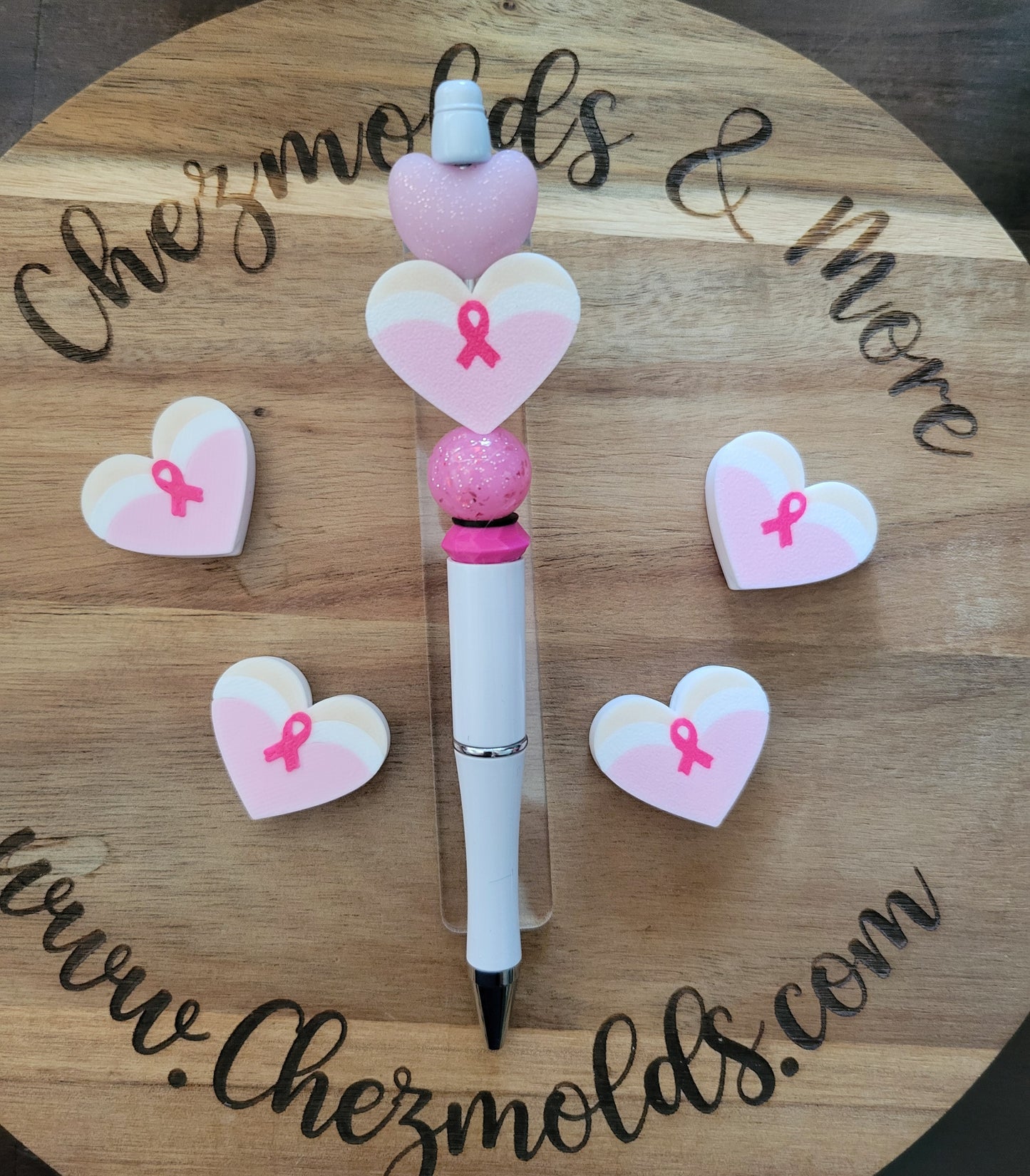 CE 3d printed focal Bead- BC heart body with ribbon