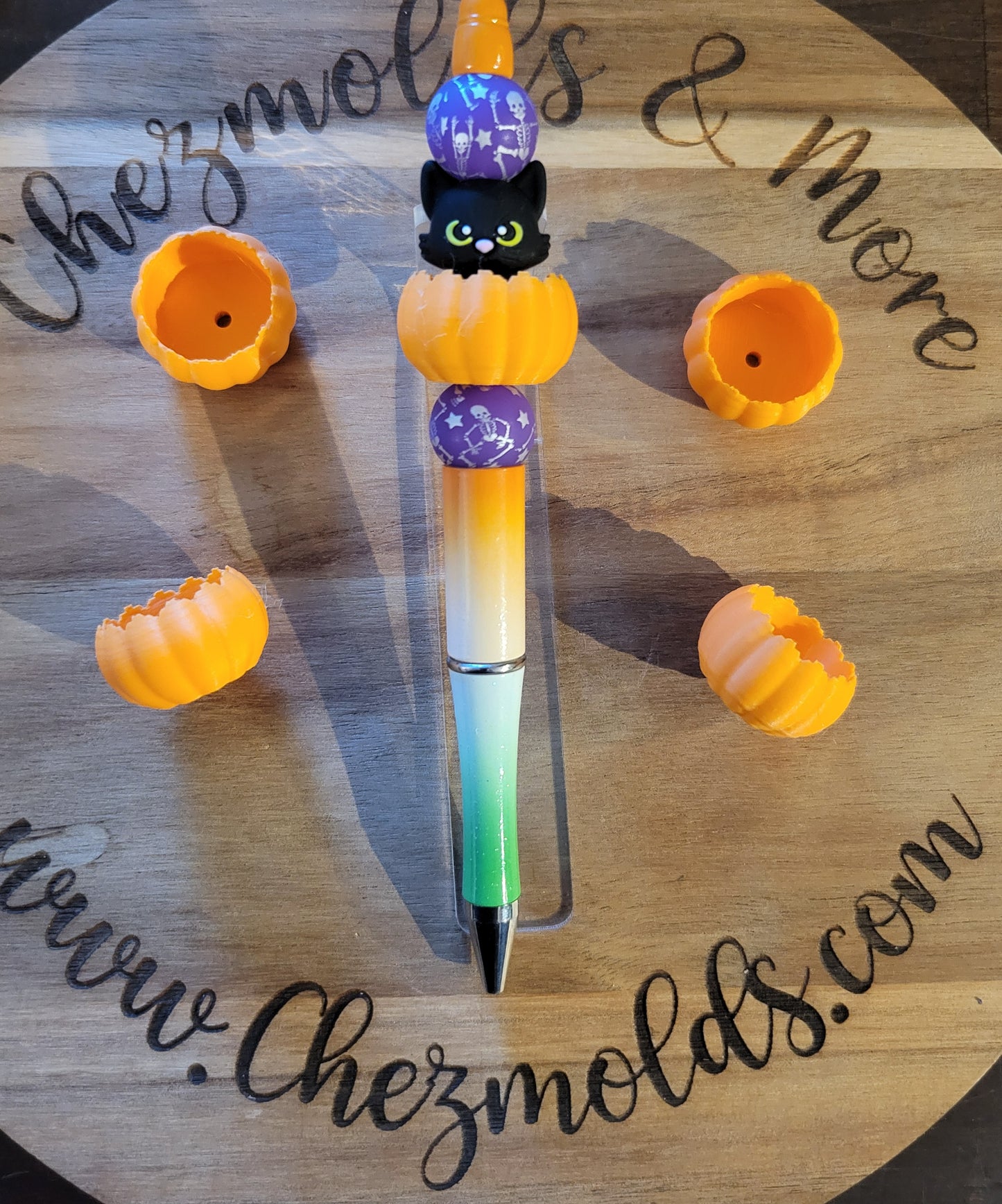 CE 3d printed focal Bead - hollow pumpkin