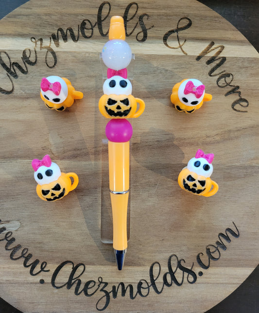 CE 3d printed focal Bead- 3D ghost in pumpkin latte