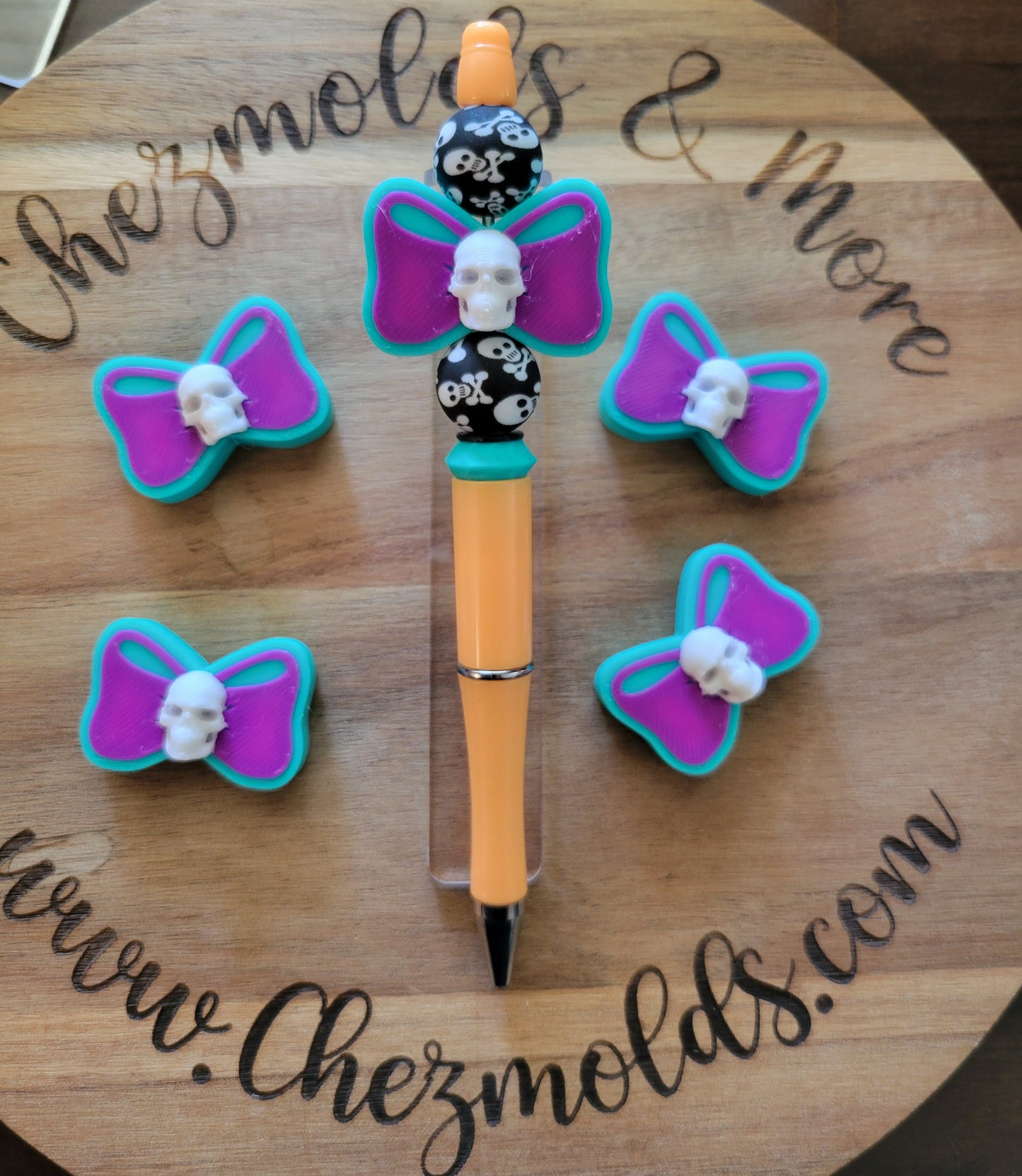 CE 3d printed focal Bead- Bow with 3d skull
