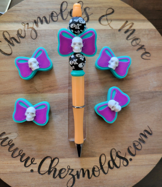 CE 3d printed focal Bead- Bow with 3d skull