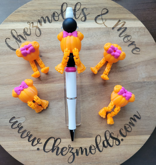 CE 3d printed focal Bead-Pumpkin with bow kicker ( flexy feet )