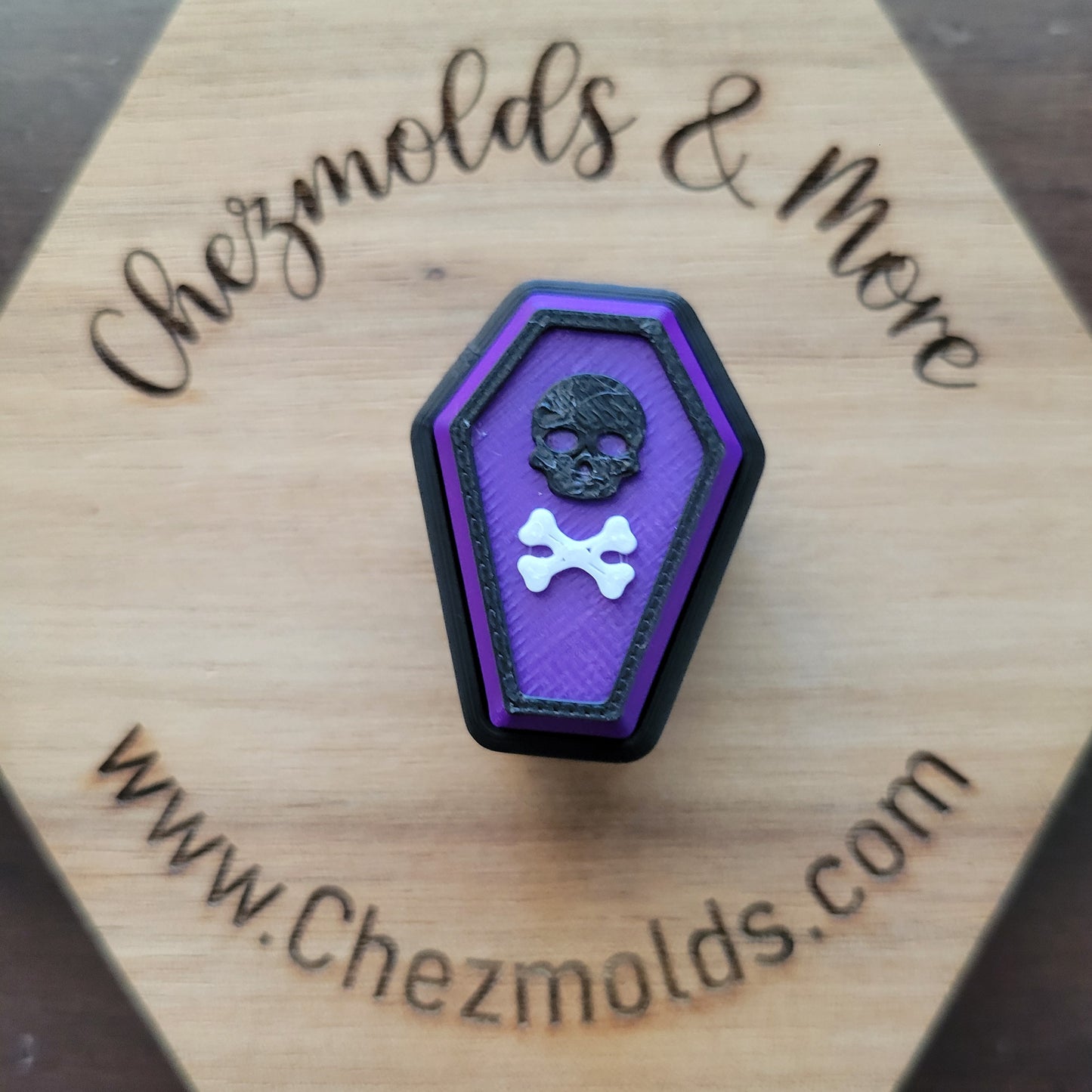 CE 3d printed  fidget clicker- with keychain hole -coffin- skull poison