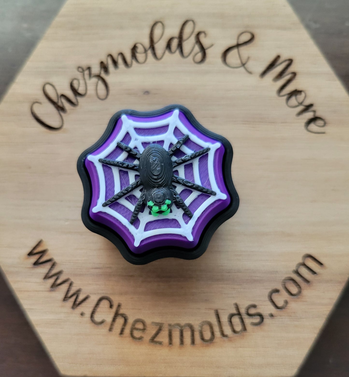 CE 3d printed  fidget clicker- with keychain hole -spider web with spider