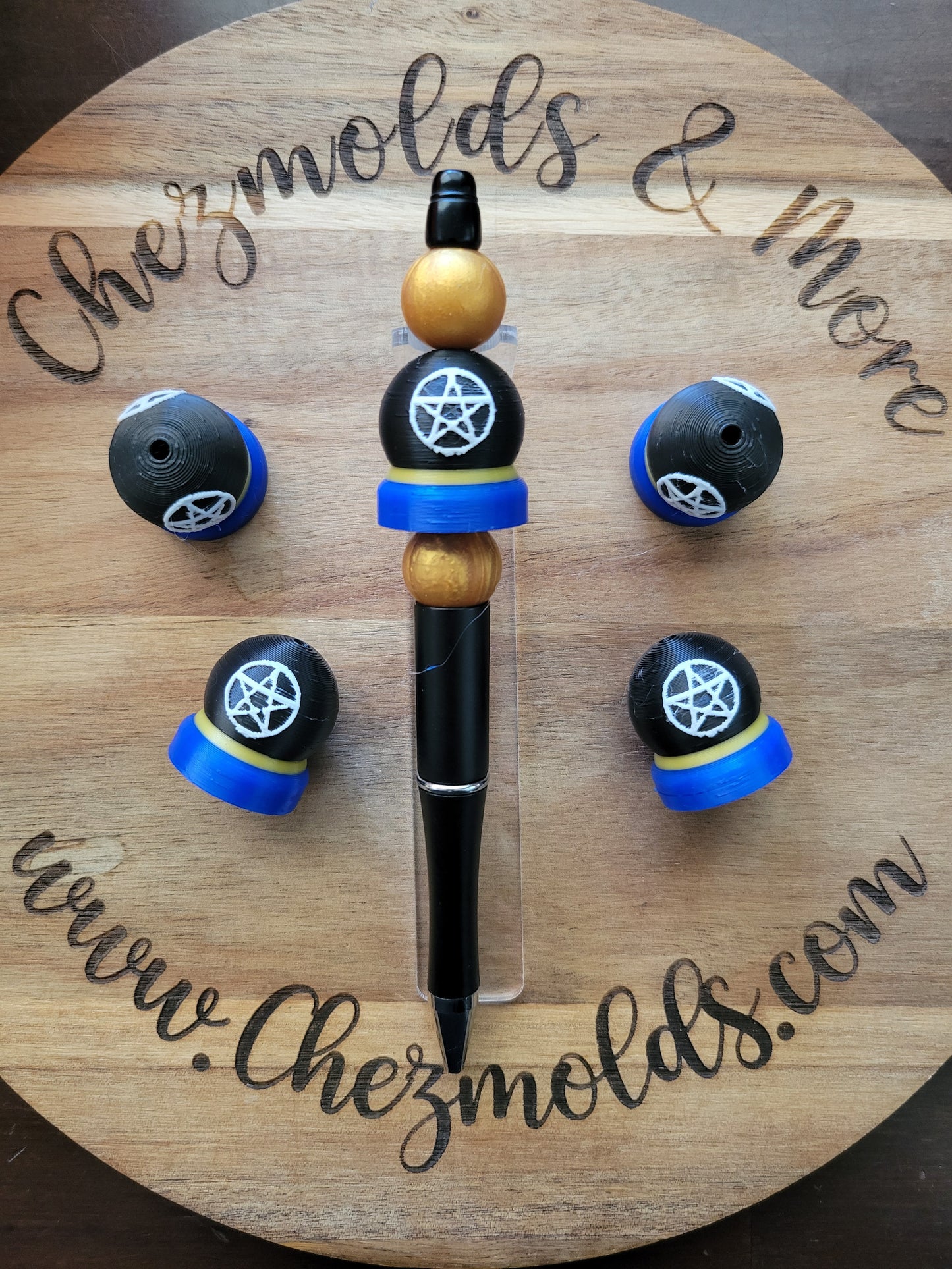 CE 3d printed focal Bead-3d crystal ball- pentacle