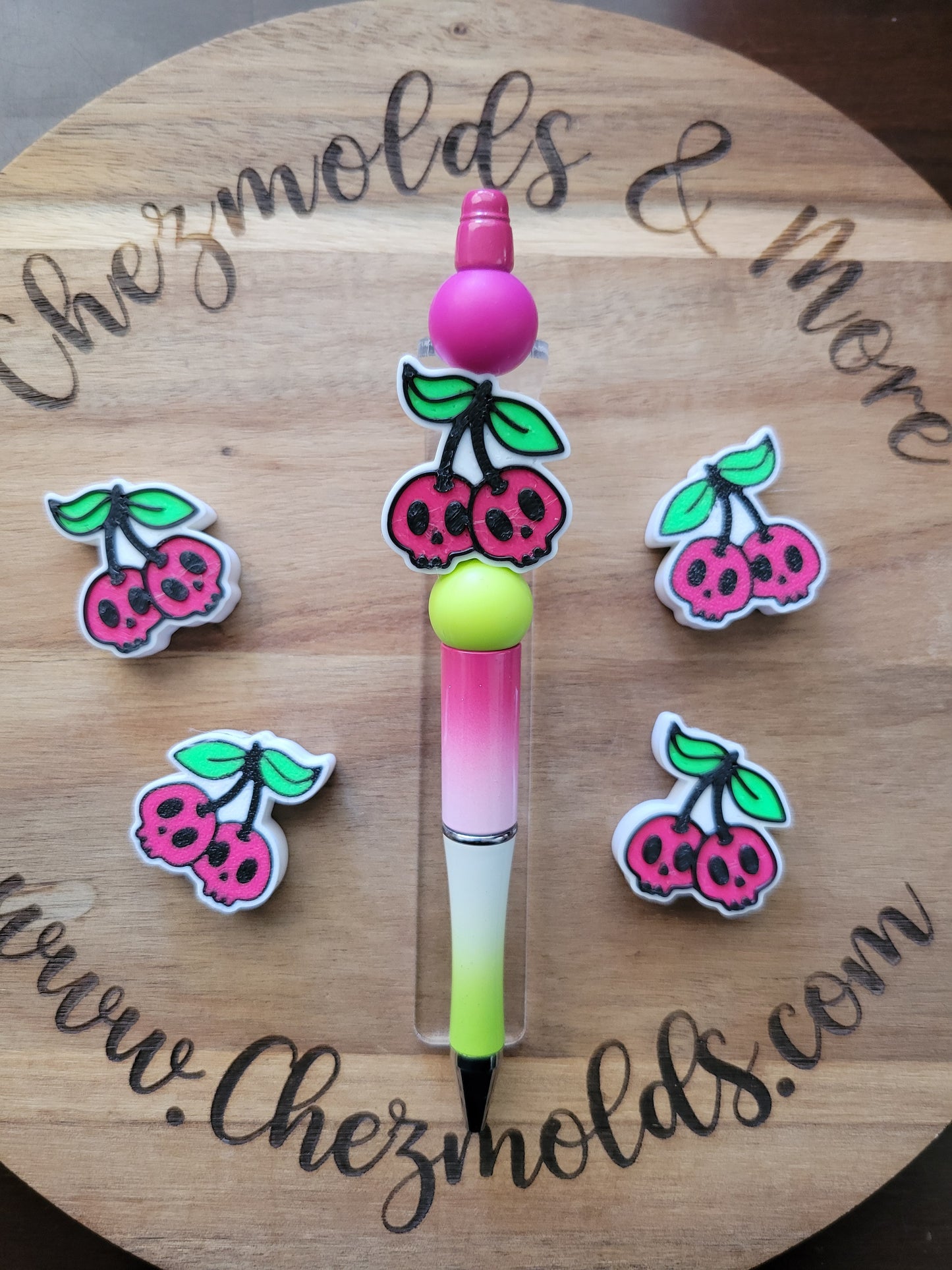 CE 3d printed focal Bead-skull cherries