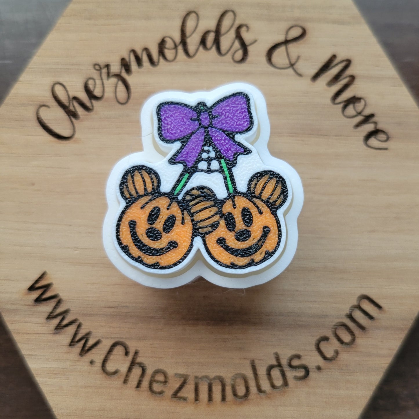 CE 3d printed  fidget clicker- with keychain hole -pumpkin mouse cherries