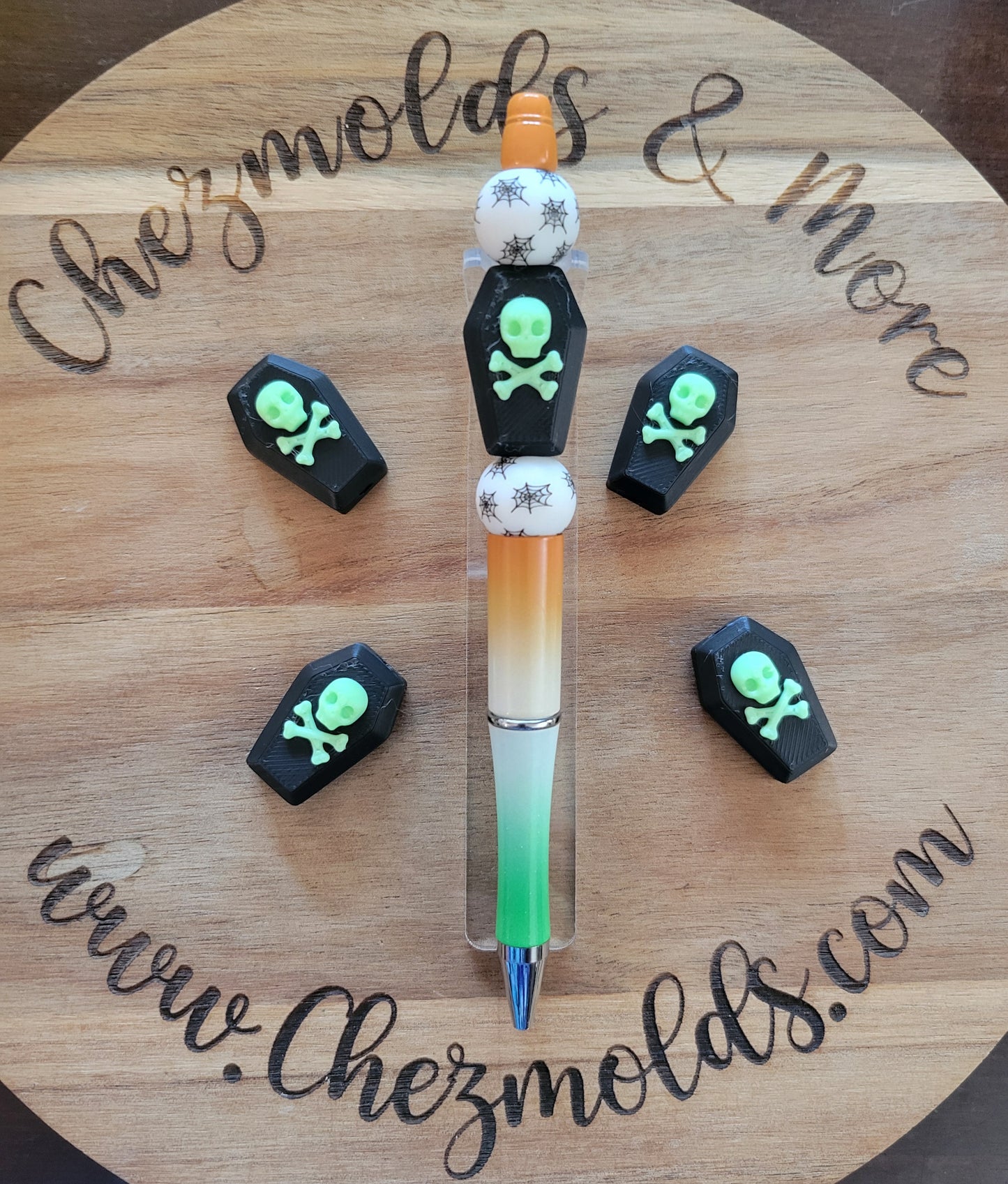 CE 3d printed focal Bead-Holographic back glow front coffin