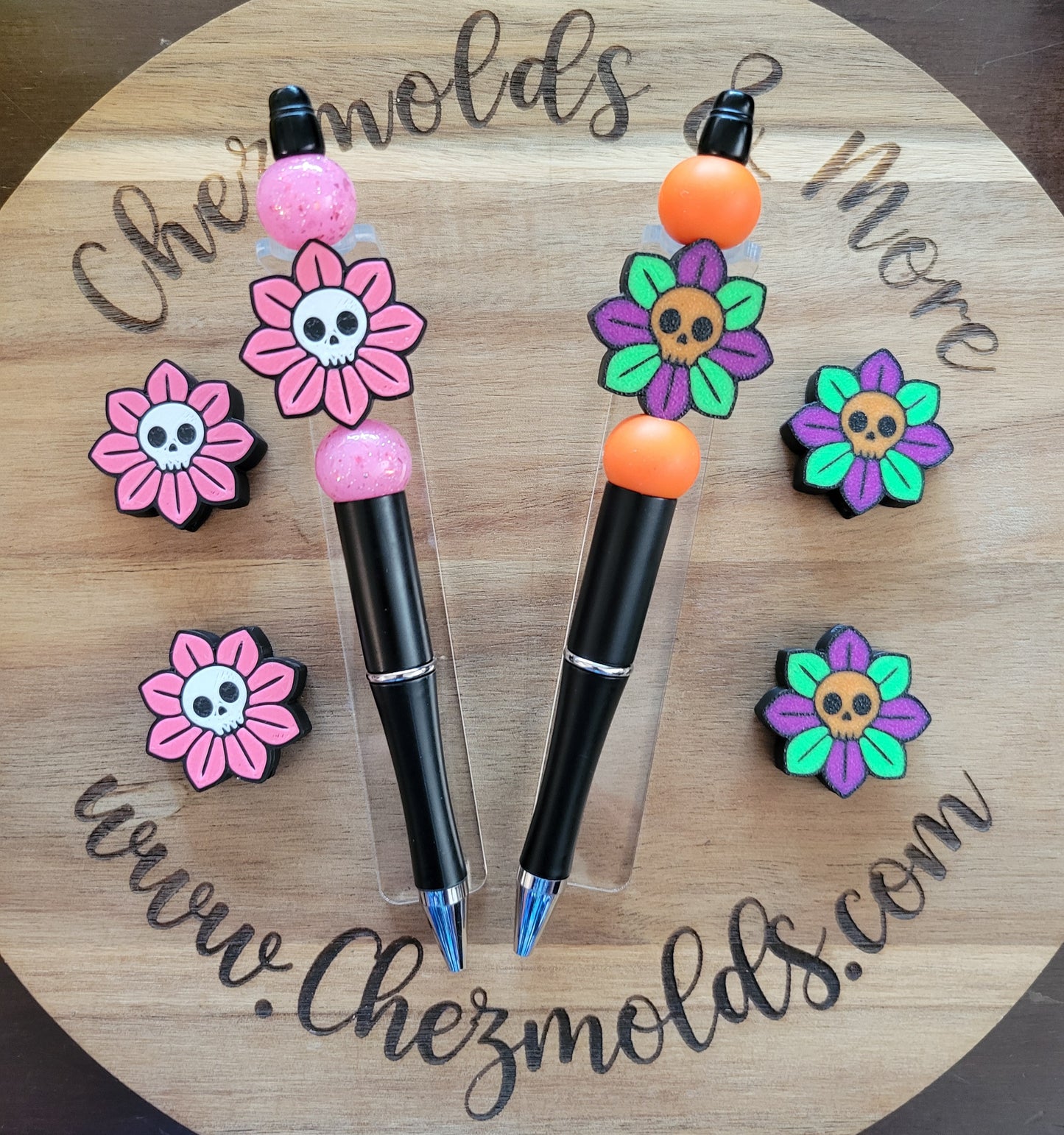 CE 3d printed focal Bead-skull daisy