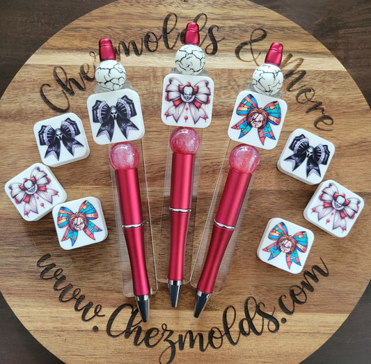 CE 3d printed focal Bead-mini horror bow square